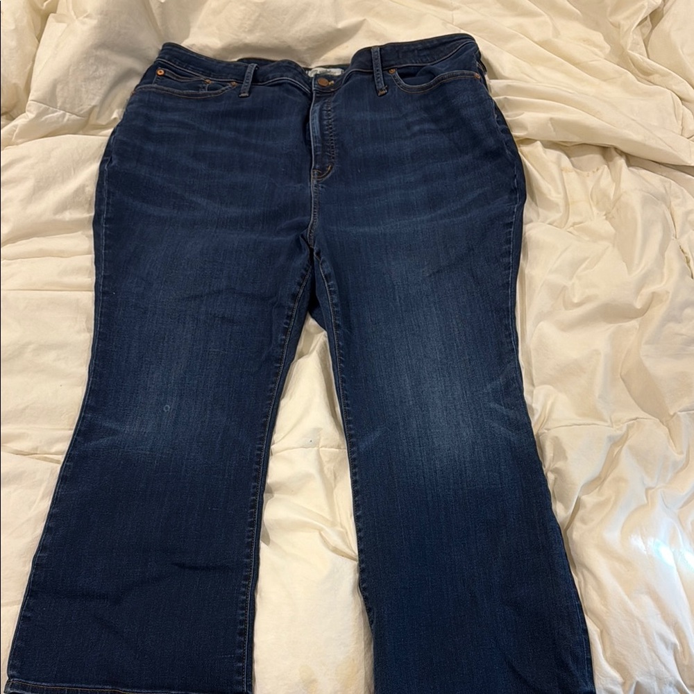 Madewell Curvy Cali Demi Boot Jeans Womens Sz 35 Dark Blue High Rise Stretch